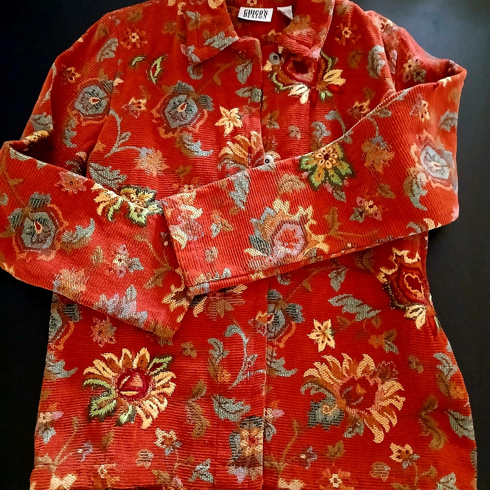 Half Off Sale! $20. Chico's Multicolor Floral Corduroy Blazer